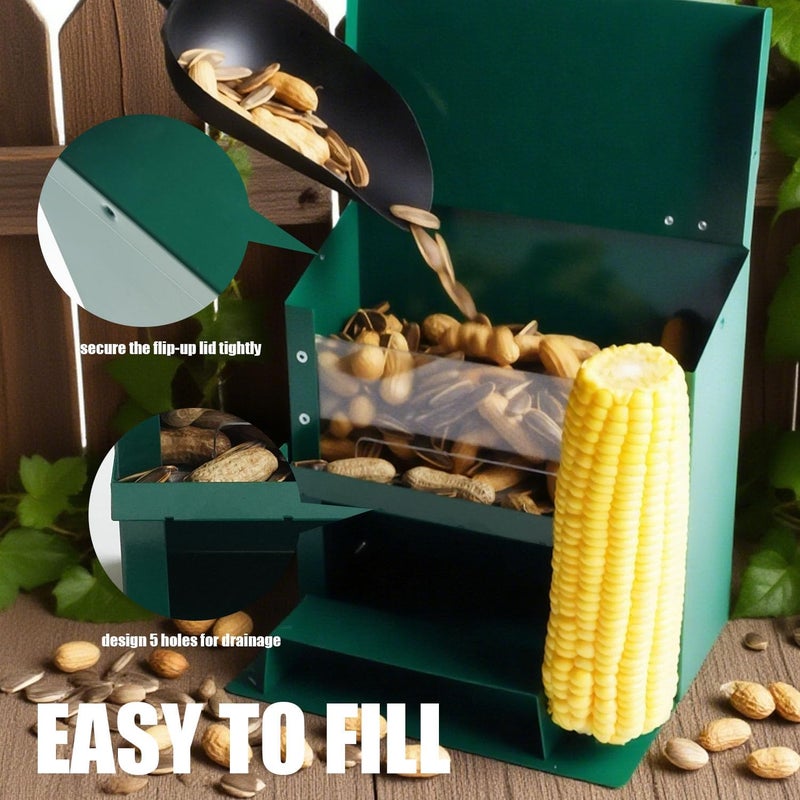 H HUGELEAF Squirrel Feeders for Outside, Metal Squirrel Feeder with A Removable Corn Cob Holder, Peanut Feeder for Squirrel, Chipmunks, Great Gifts for Squirrel Lovers & Nature Lovers - Image 4